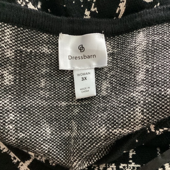 DRESS BARN PLUS 2X-3X KNIT MIDI FIT&FLARE  A-LINE DRESS IVORY BLACK  GEO PRINT - Picture 9 of 12